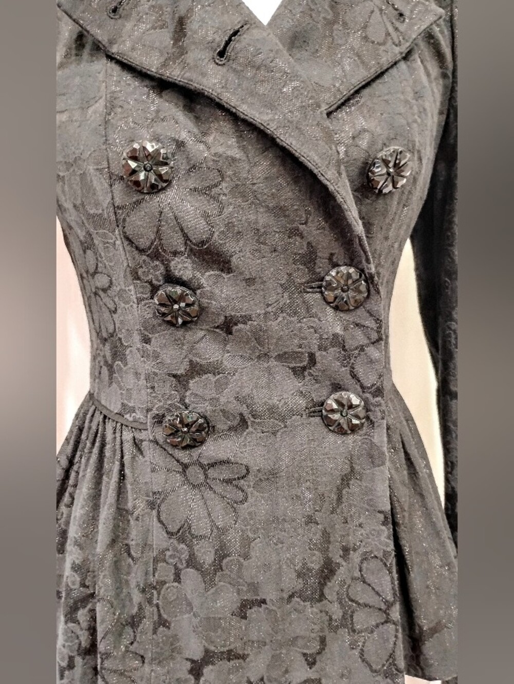 BETSEY JOHNSON BROCADE RETRO DOUBLE BREASTED JACKET - Picture 1 of 11